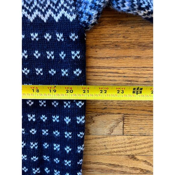 Nordstrikk Blue 100% Wool Norway Fair Isles Open Cardigan Top Women's Size Large - Picture 9 of 11